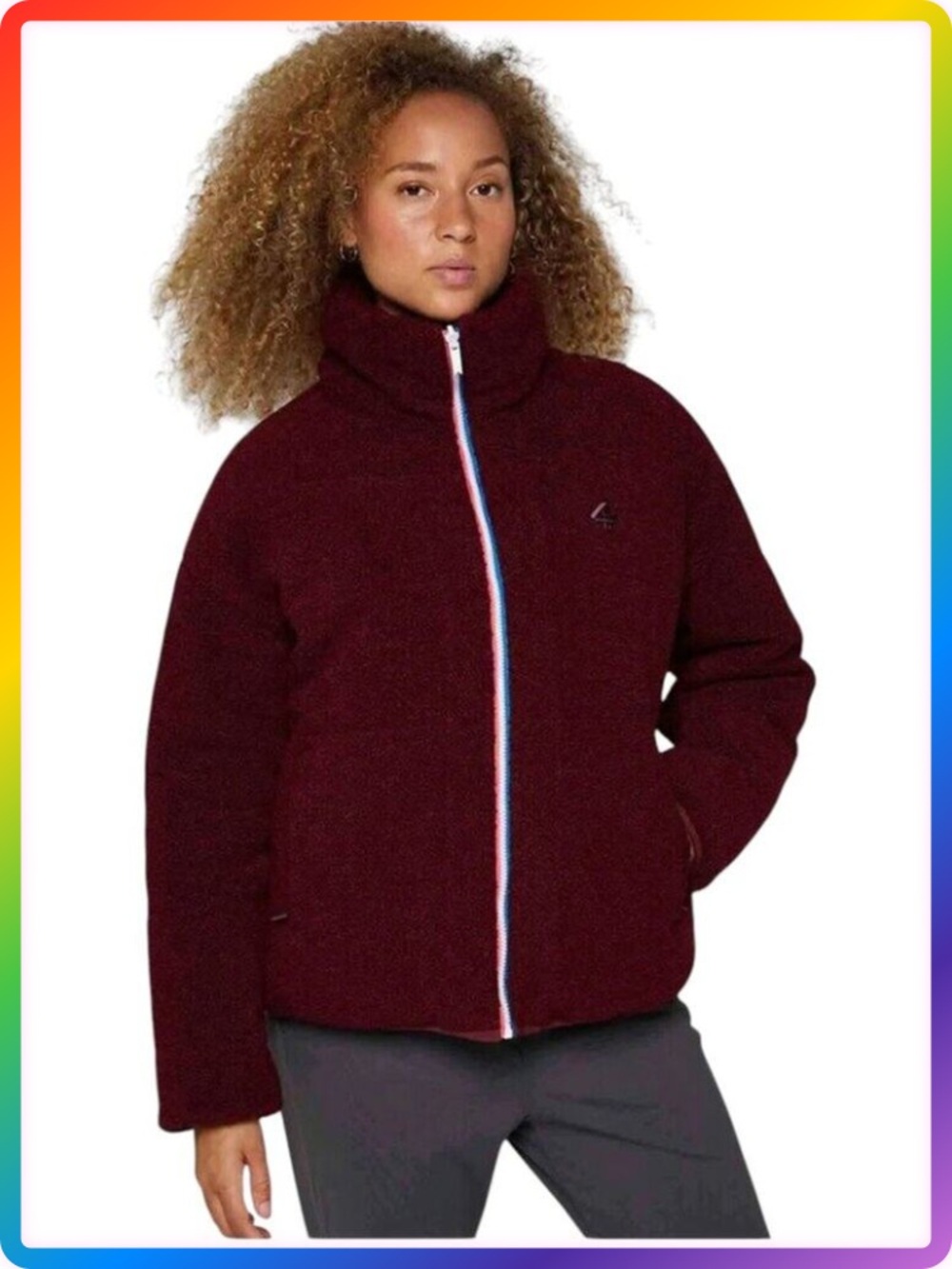 Fourlaps Polar Reversible Puffer Jacket WOMENS S Burgundy Smoke Sherpa NWT